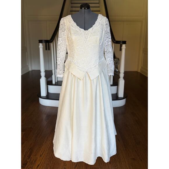 Vintage Jessica McClintock Wedding Dress Bridal Renaissance Princess Peplum LARP - Picture 3 of 12